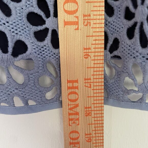 Maeve Quinn Knit Size 0‎ Whimsy Floral 90s Y2K 70s Short Blue Boho Beachy Blue - Picture 10 of 11